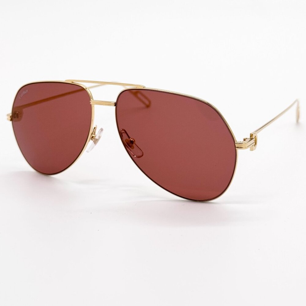 NEW CARTIER SUNGLASSES CT0110S 009 GOLD/BROWN MEN EYEWEAR CARTIER